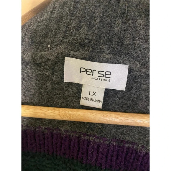 Per Se Wool Blend Open Front Striped Cardigan - Picture 3 of 6